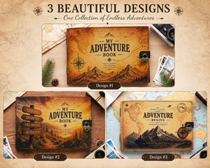 Livre personnalisé en cuir « L'aventure commence » – Album photo et carnet de souvenirs sur mesure pour voyages, mariages, écriture et scrapbooking – Cadeau pour couples - Product Image 3