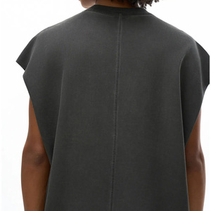 <b>Men</b> Crew Neck Sleeveless T-Shirt Plain Dark Gray 100% Cotton Knitted All Seasons Machine Washable T Shirts - Product Image 4