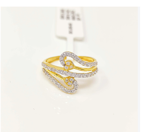 Bague double cœur en or massif 22 carats pour femme, bague infini en or véritable et zircon cubique, bijoux de mariage indiens de luxe - Product Image 1