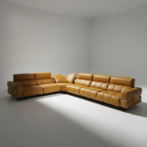 Canapé modulaire en cuir pleine fleur Elvaro, mobilier de luxe sur mesure pour la maison et l'hôtel - Product Image 4