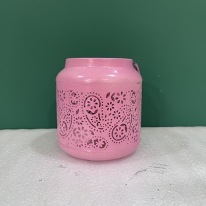 Artisan Design Decorative Iron <b>Lantern</b> <b>Candle</b> Holder with Pink Finish Model L697 - Product Image 6