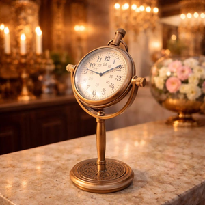 Retro Brown Finish Brass <b>Table</b> <b>Clock</b> Classic Desktop Timepiece Antique Style Office Home Decor - Product Image 6
