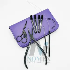 Microlinks-Kit de herramientas de extensión de cabello, Clips de Metal de grado quirúrgico de acero inoxidable, con logotipo personalizado, hilos tipo C, agujas