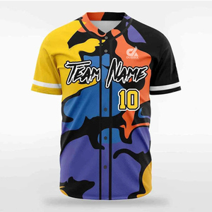 Camiseta de Béisbol Personalizada 2025 con Camuflaje Multicolor, Diseño Abstracto en Patchwork, Uniforme de Equipo con Botones, Nombre y Número Personalizados, Estilo Profesional - Product Image 3