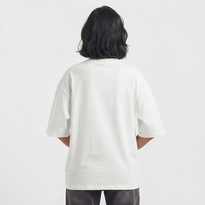 T-shirt oversize blanc uni pour femme, coupe décontractée, streetwear, épaules tombantes, design personnalisé, vente en gros - Product Image 4