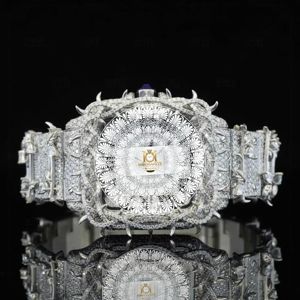 Wholesale <b>Square</b> Moissanite <b>Watch</b> With Stainless Steel Band ETA Movement And Iced Out Hip Hop Design - Product Image 1