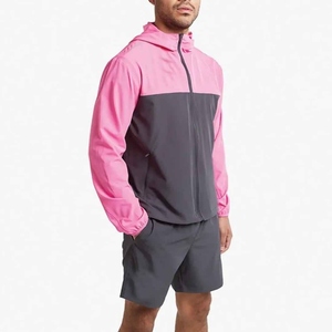 Men's Color Blocking Hooded Windbreaker Jacket And <b>Shorts</b> Set Sporty Summer Outdoor Activewear Quick Dry Lightweight - Product Image 6