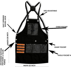Delantal de Trabajo Unisex de Cuero Genuino con Correas Ajustables, Bolsillo en el Pecho, Múltiples Bolsillos para Herramientas, Secado Rápido, Transpirable, a Prueba de Polvo, Profesional - Product Image 6
