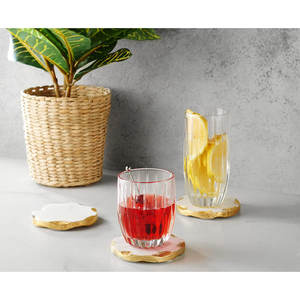 Ensemble de sous-verres en marbre blanc de luxe avec détails dorés, élégants tapis de protection pour table, pour la maison, la cuisine, le bureau et les occasions spéciales, idéal pour offrir en cadeau - Product Image 2