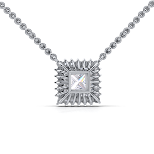 Colgante de lujo en oro amarillo, blanco y rosa de 14 quilates con doble halo de diamante de corte princesa de 1 quilate y detalles redondos brillantes. - Product Image 2