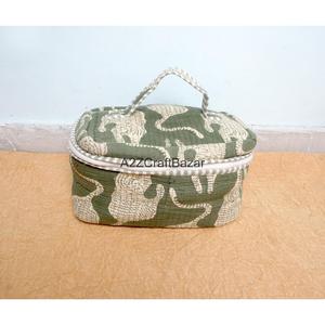 Pochette matelassée à poignée en coton 100% pur, faite à la main, écologique, durable, élégante, avec fermeture éclair, organiseur de cosmétiques, petite trousse de voyage - Product Image 3