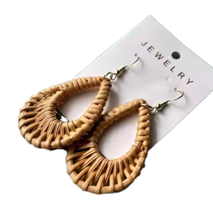 ต่างหูทำจากไม้หวายธรรมชาติของตกแต่งงานแต่งงานสไตล์ศิลปะพื้นบ้านคลาสสิกและเป็นของขวัญผลิตจากเวียดนาม - Product Image 1