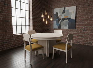 Ensemble de table basse ronde moderne avec 4 chaises, structure en frêne massif et en bois de caoutchouc, durable et facile à nettoyer - Product Image 2