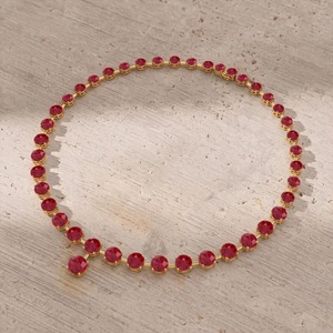 Collier tennis en rubis, collier avec pierre précieuse taille ronde, bijoux faits à la main, bijoux en vermeil or 18 carats, cadeau pour femme - Product Image 6