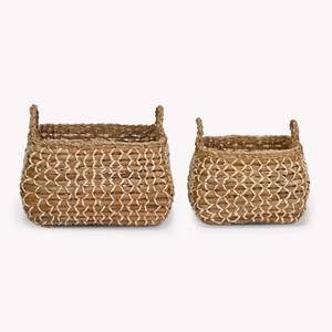 Cestas rectangulares tejidas de jacinto de agua sostenible para guardar mantas y juguetes - Product Image 5