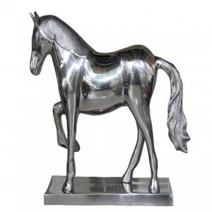Figura de Caballo de Aluminio Fundido Estilo Real para Exhibición en Mesa de Consola Elegante con Artesanía Intrincada y Presencia Audaz - Product Image 3