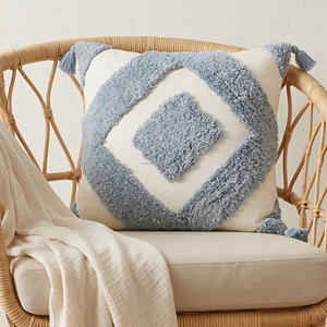 Modern Striped Tufted Cushion <b>Cover</b> with Tassels and Zipper Tufted Cotton Pillow Case Decorative <b>Sofa</b> Bed Cushion <b>Cover</b> - Product Image 2