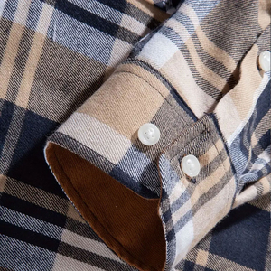 New High Quality Casual <b>Flannel</b> Plaid Turn-down Collar Full Sleeve Single Button Dress Shirts Men 100% Cotton Breathable - Product Image 5