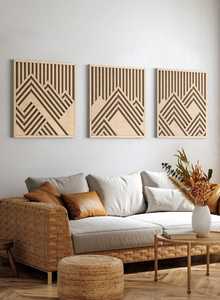 Panneau mural en bois géométrique moderne, décoration murale en bois artisanale pour salon, chambre et décoration intérieure - Product Image 4