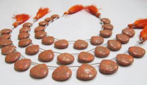 Perles en cuivre turquoise orange en forme de cœur, lisses et simples, taille 14-15 mm, brin de 8 pouces de long, vendu par brin. - Product Image 3