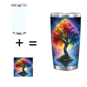 Stainless Steel Tumbler 20oz Double Wall <b>Insulated</b> Portable Travel <b>Cup</b> With Colorful Tree Design - Product Image 1