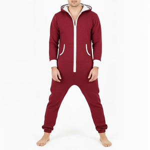 Mens <b>Jumpsuit</b> Onesie Rompers Drawstring Hooded Full Zip One Piece <b>with</b> <b>Pockets</b> - Product Image 4