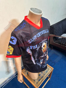 Maillot de football unisexe sublimé Camp Crystal Lake, col en V, manches courtes, maille respirante, grande taille, écologique, séchage rapide, adulte - Product Image 3