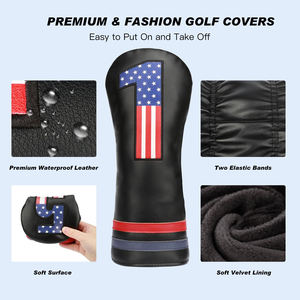 Cache-tête de golf en cuir PU à bande élastique, haute qualité, durable, imperméable, avec logo brodé personnalisé – Meilleures ventes - Product Image 3
