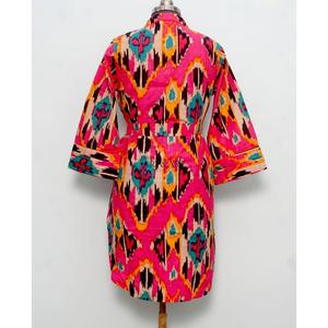 Vestido hecho a mano para mujeres y niñas, camisa india de algodón con estampado ikat, camisón largo, maxi, suave, cómodo, vestido de novia, venta al por mayor - Product Image 6