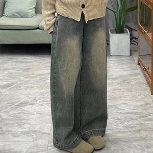 กางเกงคาร์โก้เดนิมเอวสูงทรงหลวมสำหรับผู้หญิง พร้อมเข็มขัด เป็นมิตรกับสิ่งแวดล้อม ระบายอากาศได้ดี สไตล์วินเทจ แฟชั่นสำหรับใส่ทุกวัน - Product Image 4