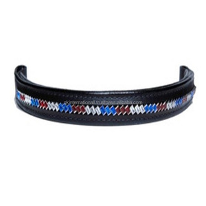 Banda para cejas de caballo de cuero acolchado hecho a mano de alta calidad en todos los colores y tamaños personalizados Cristales Diamantes de imitación Mega Bling Brow Band - Product Image 4