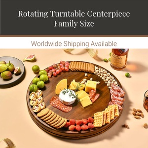 Wood Double Tier Rotating <b>Tray</b> Smooth-Spin Lazy Susan for Tabletop <b>Spice</b> Serving - Product Image 2