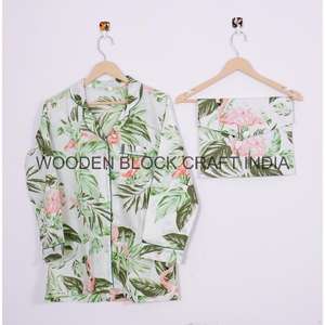 ชุดนอนผ้าฝ้ายแท้ 100% ลายดอกไม้สำหรับผู้หญิง สวมใส่สบายสไตล์ลำลอง แขนยาว ผ้าถัก เหมาะสำหรับฤดูใบไม้ร่วง ฤดูร้อน และฤดูใบไม้ผลิ - Product Image 3