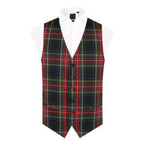 Chaleco Formal de Tartán a Cuadros para Hombre, Corte Slim Fit, Traje de Novio para Boda, Chaqueta sin Mangas, Espalda Ajustable, Patrón Personalizado - Product Image 1