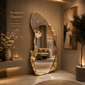 Luxury Abstract Gold Wall <b>Mirror</b> Modern Irregular Decorative <b>Mirror</b> Artistic Metal Frame Accent <b>Mirror</b> for Living Room Bedroom - Product Image 5