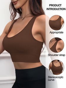 Premium <b>Longline</b> Activewear Cami | Women's Seamless Knit Racer Back Gym Top | High Support Flexible Performance Sport <b>Bra</b> - Product Image 3