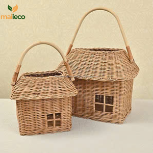 Panier de rangement en rotin tissé à la main en forme de maison avec poignée pour enfants de 5 à 7 ans Jouet décoratif pour bébé - Product Image 3