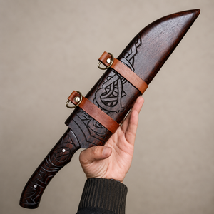 Cuchillo Vikingo Seax de Acero al Carbono Forjado a Mano, Hoja de 11 Pulgadas, Madera de Nogal, Empuñadura de Latón, Ambidiestro, Supervivencia al Aire Libre, Caza - Product Image 3