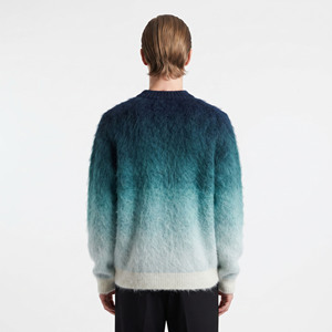Custom Mohair Sweater Long Sleeve Crew Neck <b>Pullover</b> Stripe Knitwear Winter Fuzzy Casual <b>Jumper</b> Gradient Knitted Sweater For Men - Product Image 6
