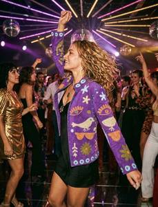 Blouson Bomber Brodé pour Femme, en Velours avec Patchwork, Col Montant, Doublure Coton, Vêtement d'Extérieur Tendance - Product Image 2