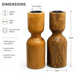 Handcrafted Wooden <b>Candle</b> Holder <b>Set</b> Rustic Farmhouse Pillar <b>Candle</b> Stand Home Table Decor - Product Image 3