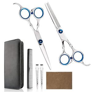 Ciseaux de coiffure professionnels en acier inoxydable à manche long, ciseaux à effiler avec peigne et étui de rangement pour usage en salon - Product Image 1