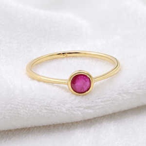 Wholesale 925 Solid <b>Sterling</b> <b>Silver</b> Gold Plated Natural Round Ruby Bezel <b>Set</b> Solitaire <b>Ring</b> Memoria Jewels - Product Image 4