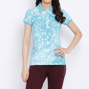 เสื้อโปโลพิมพ์ลายดอกไม้สำหรับผู้หญิงแบบ OEM แขนสั้น ทรงปกติ ระบายอากาศได้ดี ผลิตจากผ้าโพลีเอสเตอร์ 100% สวมใส่สบายๆ ในฤดูใบไม้ผลิและฤดูร้อน - Product Image 5