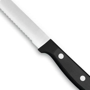 Couteau utilitaire professionnel de 5 pouces à lame dentelée avec manche à triple rivet noir, lame en acier inoxydable pour pain, fruits, tomates, légumes - Product Image 5