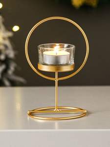 Porte-bougie en métal pour la décoration de la maison, salon, chambre et couloir, avec effet de lumière chaude - Product Image 5