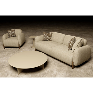 Ensemble de canapés incurvés haut de gamme, meubles modernes rembourrés avec ottoman et chaises - Product Image 3