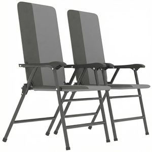 Set di Due Sedie Pieghevoli Grigio Chiaro per Terrazza, Campeggio e Uso in Spiaggia - Product Image 5