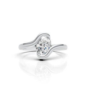 Moissanite <b>Statement</b> <b>Ring</b> in Sterling <b>Silver</b> Rhodium Plated Bold Men's Luxury Jewelry with Central Oval-Cut Solitaire Encased - Product Image 1