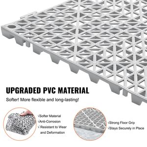 55PCS Interlocking Grey PVC Floor Tiles 12\" X 12\" X 0.6\" Non-Slip Drainage Hole Soft Splicing <b>Plastic</b> <b>Flooring</b> - Product Image 3